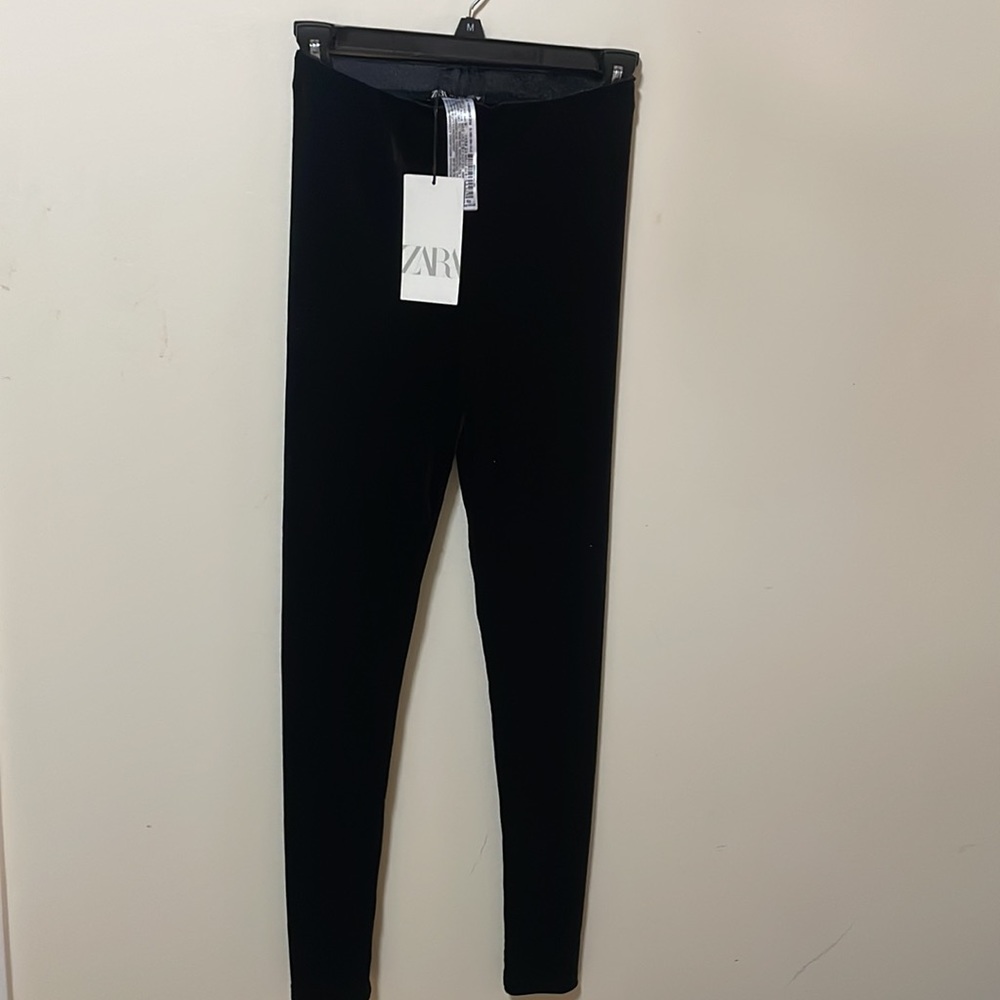 Zara black velvet leggings - Picture 3 of 11